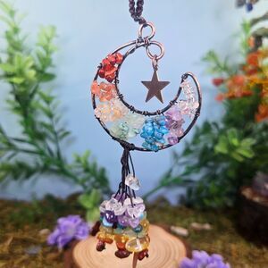Handmade 7 Chakra Crystal Moon Décor #1